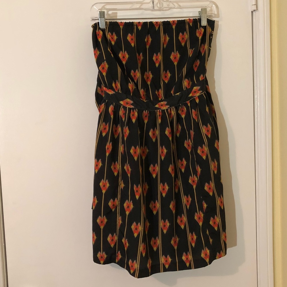 Gray and Orange Strapless Dress